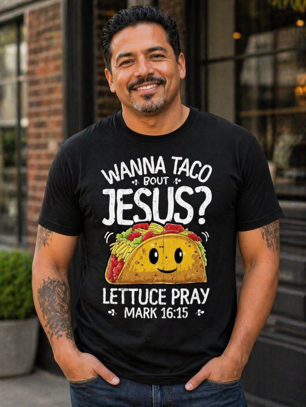 NWT! Mens XXXL Christian Jesus T-Shirt Wanna Taco Bout Jesus Lettuce Pray 3X